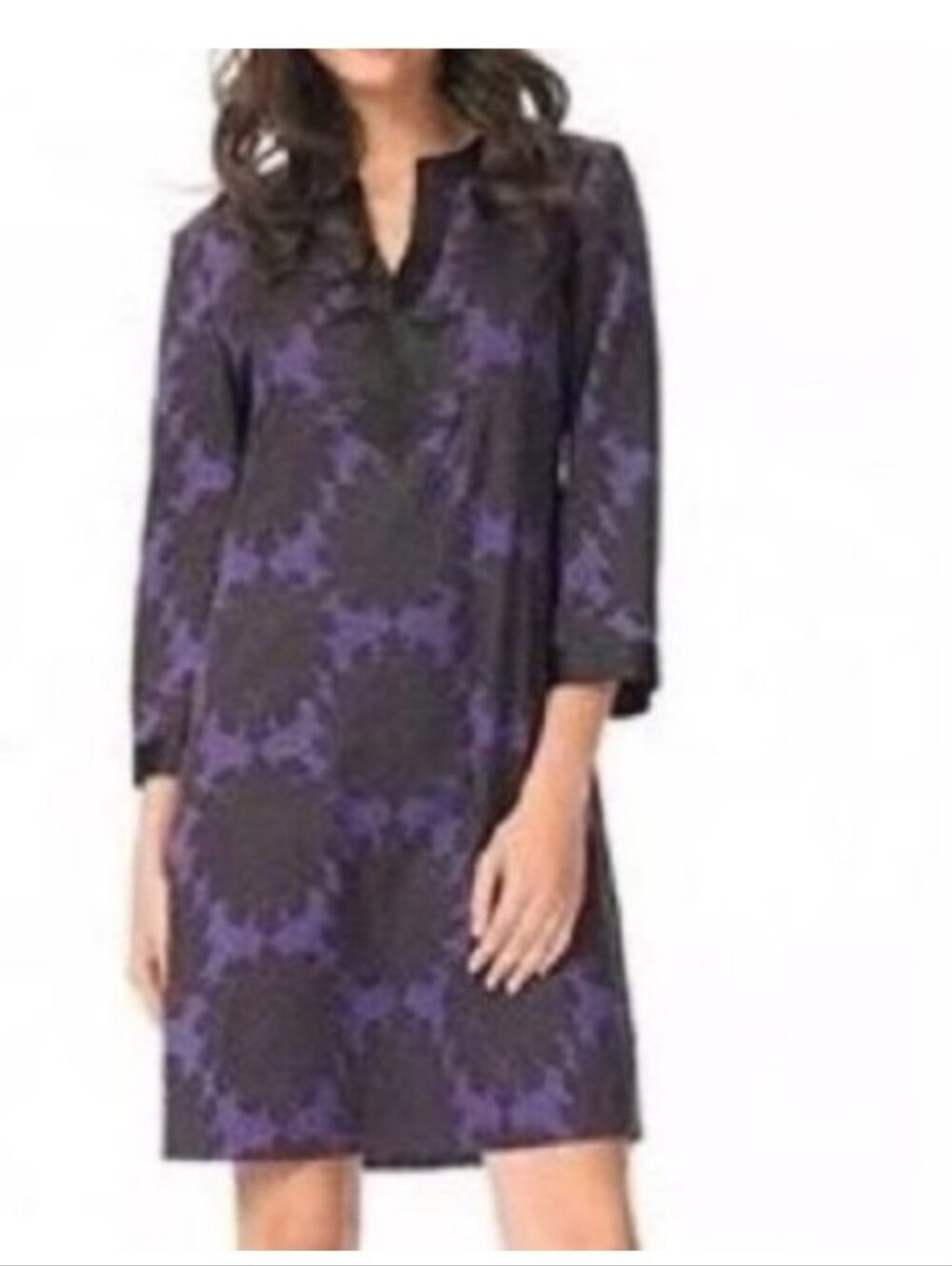 Tory Burch "Safo" Shift Dress / Tunic in a purple and dark brown floral